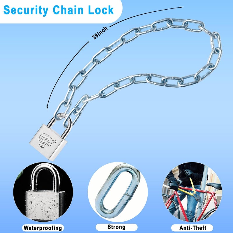 VNAKER Security Chain and Lock - 39 Inch Heavy Duty 8mm Galvanized Anti-Rust and Anti-Theft Chain With Padlock for Bike, Bicycle, Scooter, Motorcycle, Door, Gate, Fence - Image 4